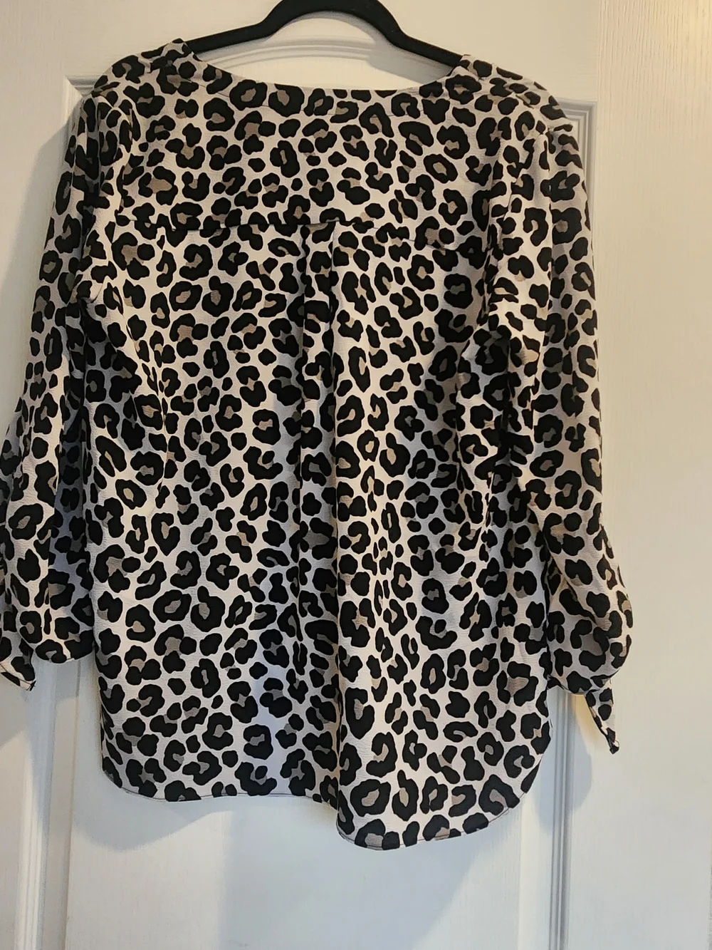 Michael Kors Black & White Leopard Print Blouse L Euc